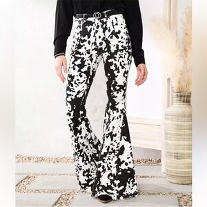 Saints and Hearts Cow Print High Rise Extreme Flare Jeans
